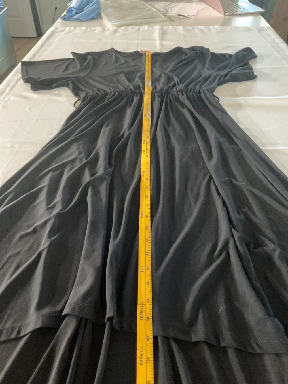 East Adeline 2X Black High Low Maxi Dress Surplice Flutter Sleeve - Picture 4 of 6